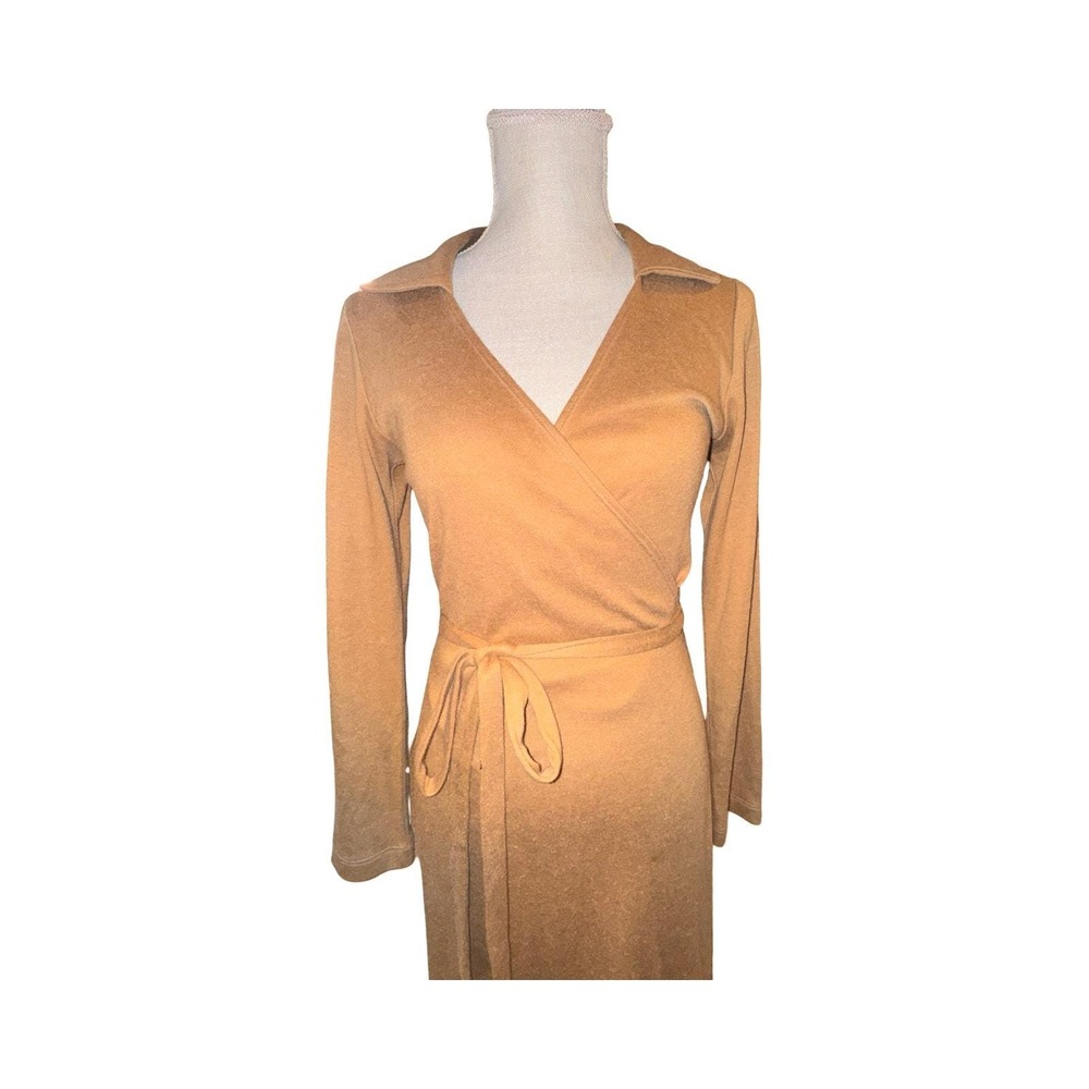 Vintage 90s ABS Allen Schwartz Wool Angora Wrap Dress Size Medium - Picture 9 of 13